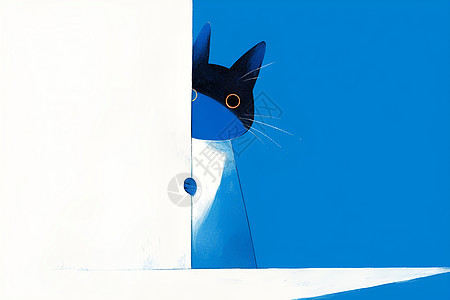 窗边蓝猫的窥视图片