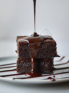 巧克力蛋糕上滑落的巧克力酱图片