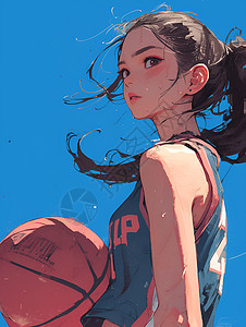 篮球少女的卡通插画图片