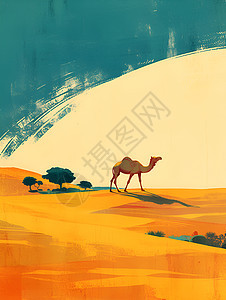 简约的沙漠插画图片