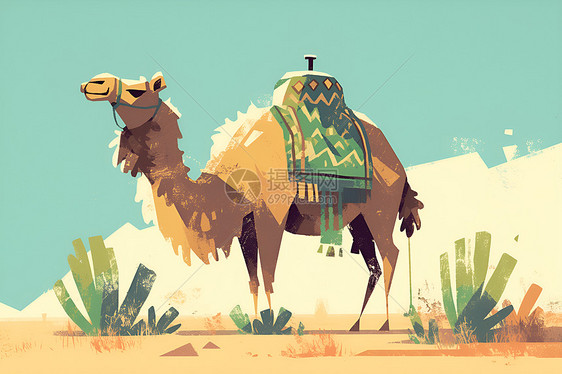 沙漠探险的骆驼图片