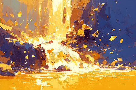 金色瀑布背景图片