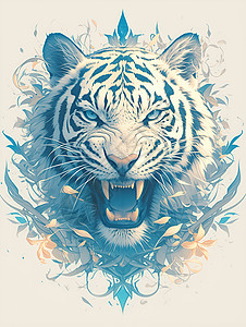 凶猛的白虎插图图片