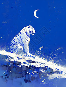绘画的白色老虎图片
