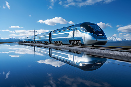 汽车运输蓝天下的氢动力列车设计图片