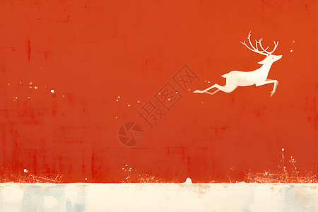 在红墙上跳跃的白鹿图片