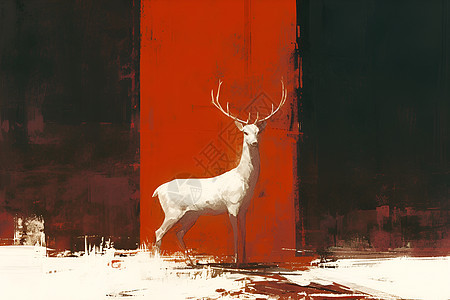 红墙白鹿图片