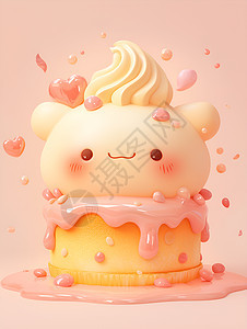 甜蜜愉快的粉色蛋糕图片
