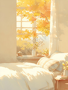 卧室窗边的暖阳图片