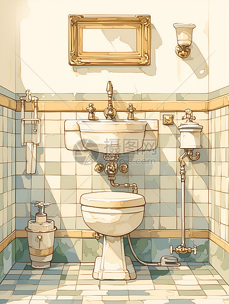 复古式的卫生间图片