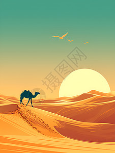 宽广的沙漠插画