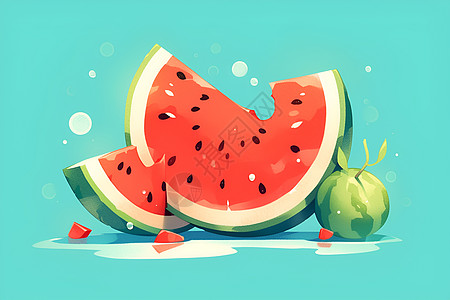 水果图片红色瓜瓤插画