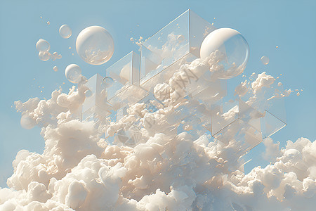 梦幻气泡白云与蓝天的艺术图片