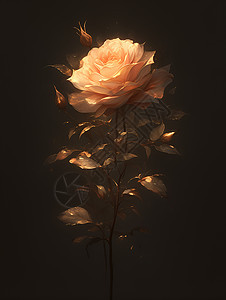 黑暗中照亮的单支玫瑰图片