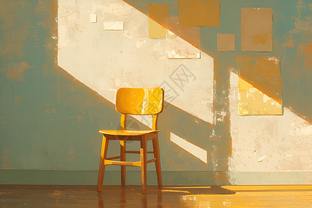 阳光照耀下的木椅图片