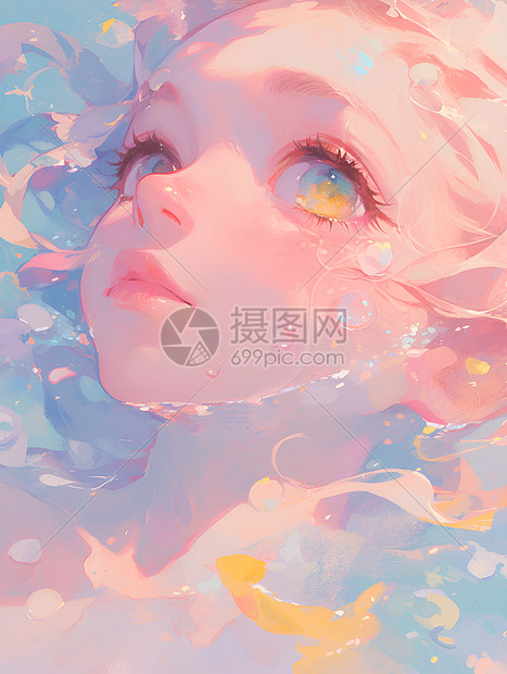 水中的小女孩图片