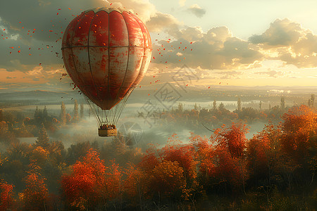 热气球的丛林冒险背景图片