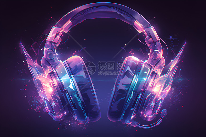 紫色奇幻耳机图片