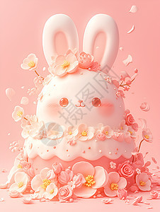 可爱的卡通兔子花朵蛋糕图片