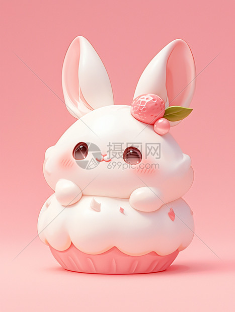 果冻蛋糕上的兔子图片