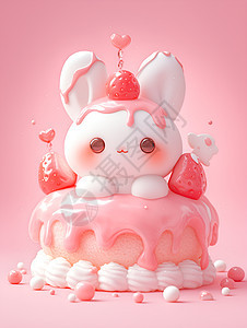 蛋糕上的长耳朵兔子图片