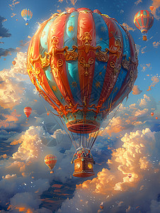 云端的热气球图片