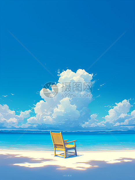 沙滩上的木椅图片