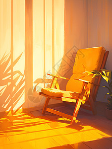阳光下木制椅子的舒适图片