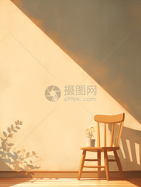 木椅的影子图片