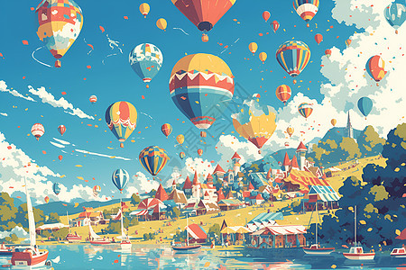 绚丽色彩的热气球图片
