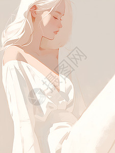 沐浴在阳光里的白裙女子背景图片