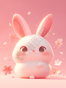 花环中的白色兔子图片