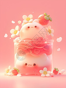 粉色果冻蛋糕图片