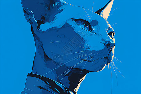 蓝色帅气猫咪图片