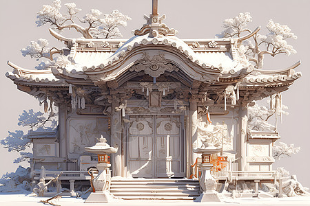 白雪皑皑的建筑图片