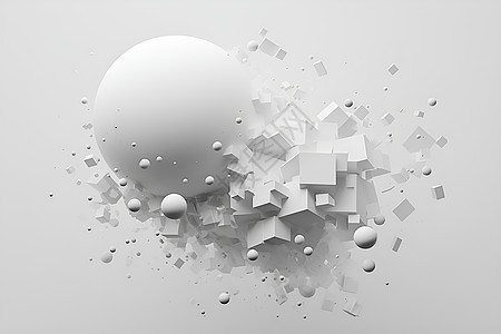 白色球体和立方体元素图片