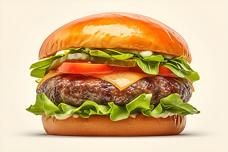 芝士牛肉汉堡插画图片