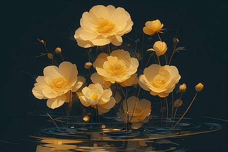 水中的花卉图片