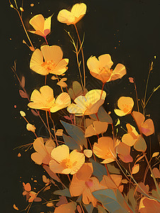 缤纷飞舞的黄色花朵图片