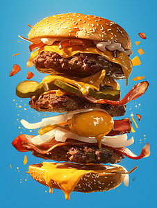 美食诱惑的汉堡图片