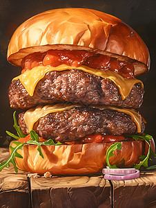 美味多汁的汉堡插画图片