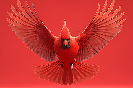 红色翅膀展开的鸟儿图片