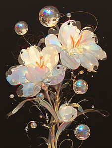 水晶插画艺术花卉图片