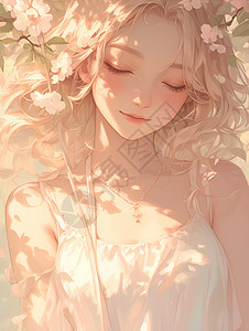 花冠女子沐浴在阳光下图片