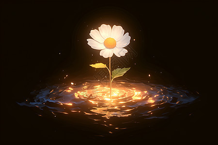 水中的花朵绽放图片