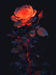 黑色玫瑰黑色背景上的玫瑰插画