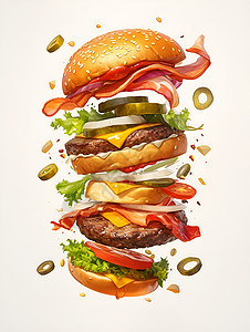 美味的汉堡插画图片