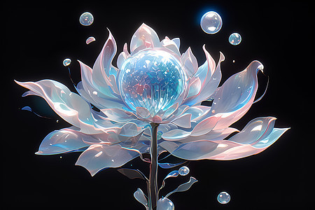 幻想的泡泡和花朵图片