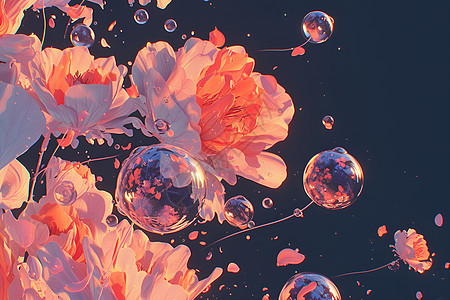 梦幻的花朵和泡泡图片