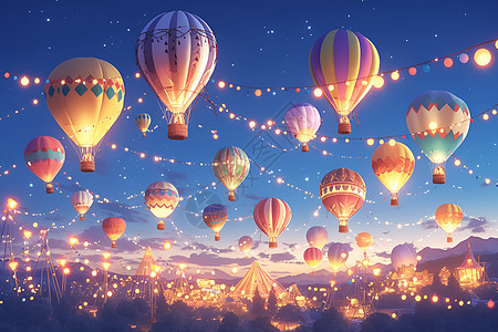 天空中的梦幻热气球图片